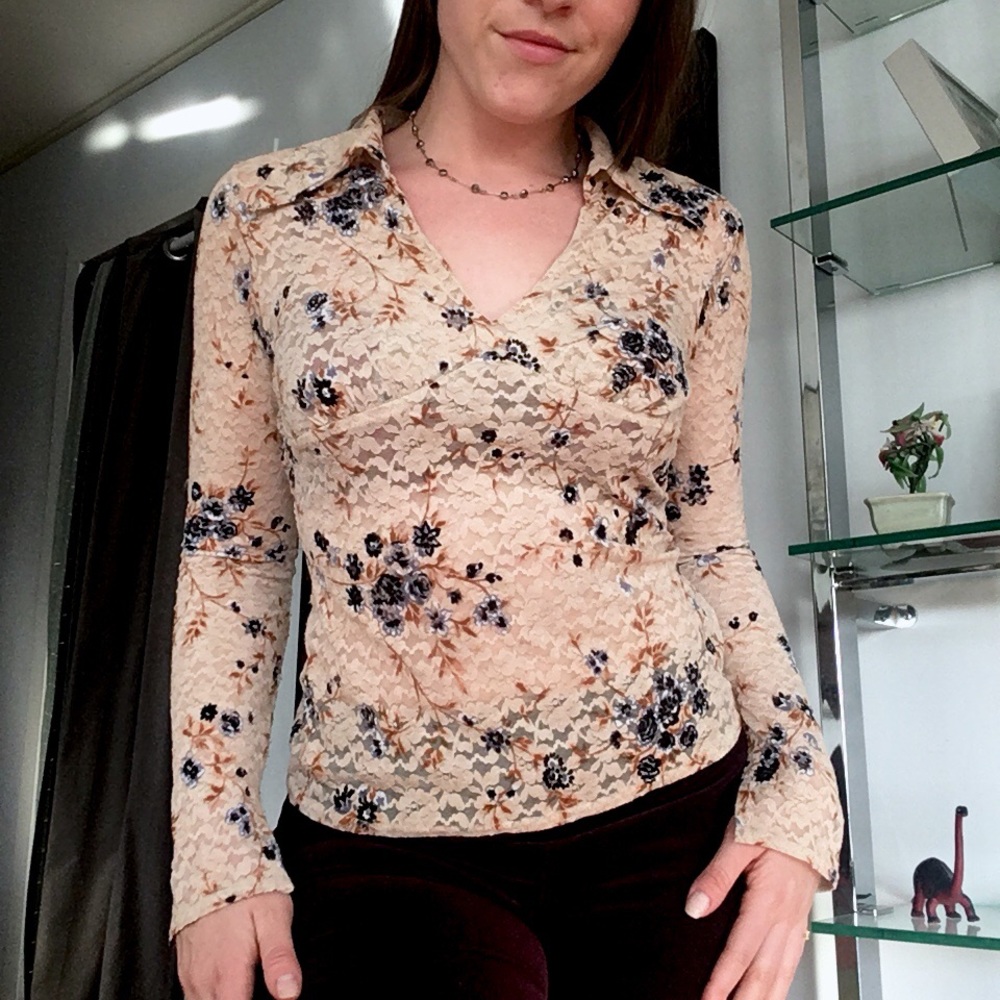 Vintage Lacey Sheer Floral Top